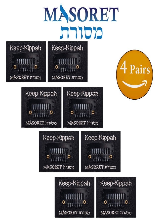 MASORET The Original Masoret Keep-Kippah Hair Clip Set: 4 Pair Durable Metal Head Fasteners with Matching Comb for Jewish Kippot, Kipa, Yamaka, Yarmulke Hats by Art Judaica - Image 2